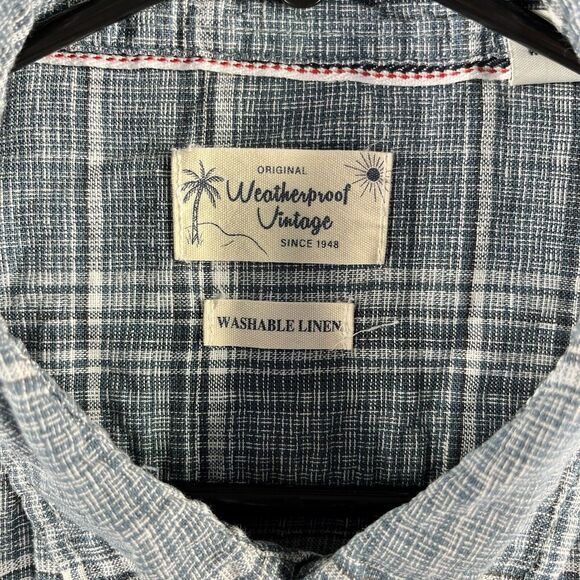 Weatherproof,‎ original vintage washable linen Button-Down Men shirt (XL) - Picture 2 of 9